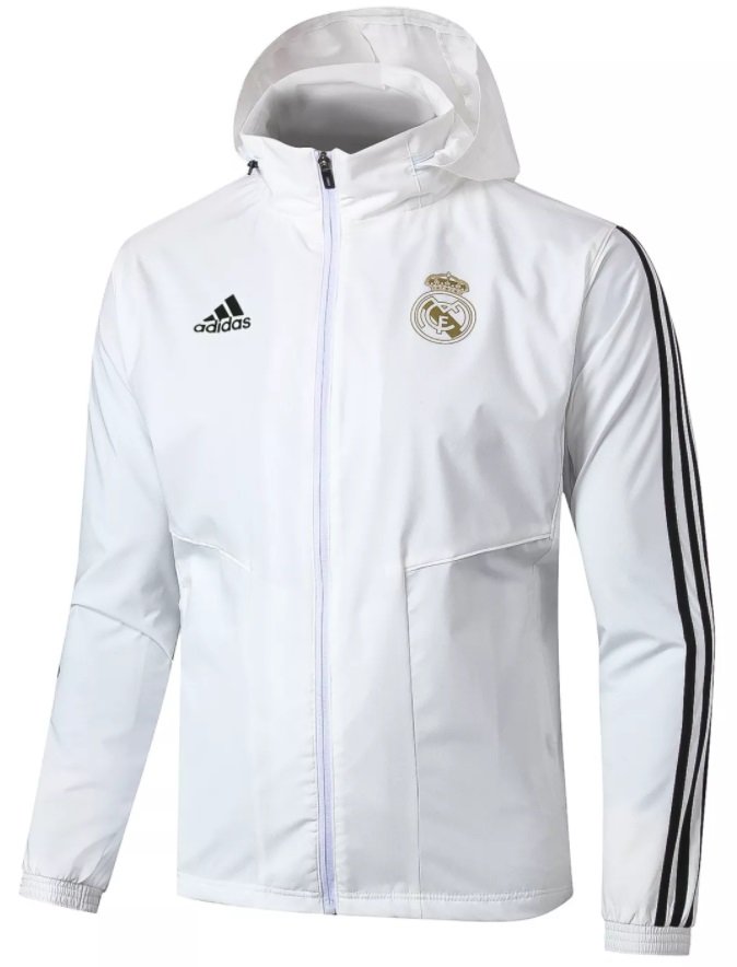 Jaqueta corta vento oficial Adidas Real Madrid 2020 2021 Branca
